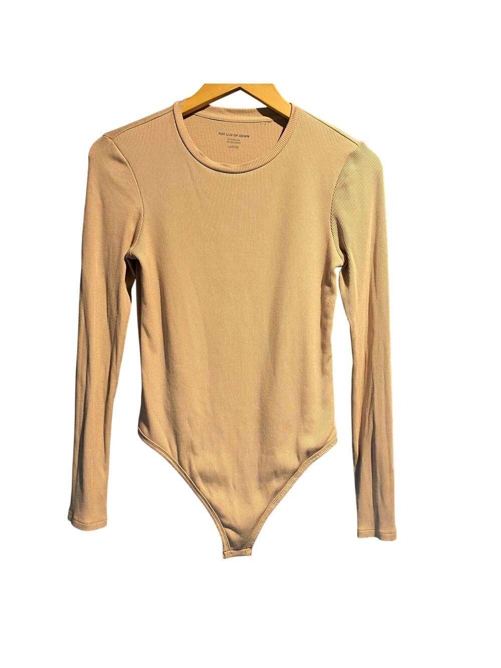 For Luv of Denim size large bodysuit Camel colored casual date night Comfy